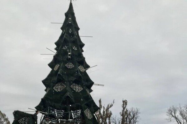 В центре Одессы установили новогоднюю елку (фото, видео)