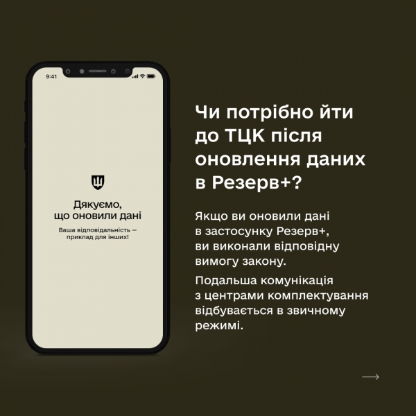 Чи потрібно обов'язково відвідувати ТЦК після оновлення даних у «Резерв+»: що говорять у Міноборони